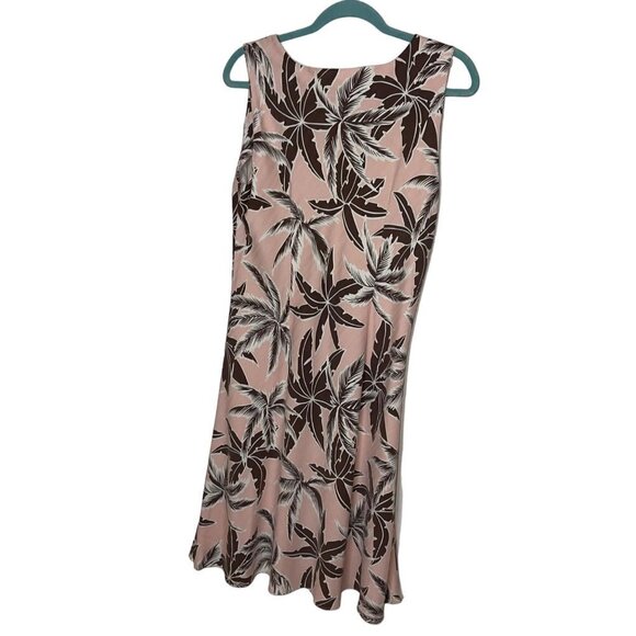 Hilo Hattie Womens Dress Size Large Pink Brown Floral Pure Silk Palm Tree - Picture 10 of 13
